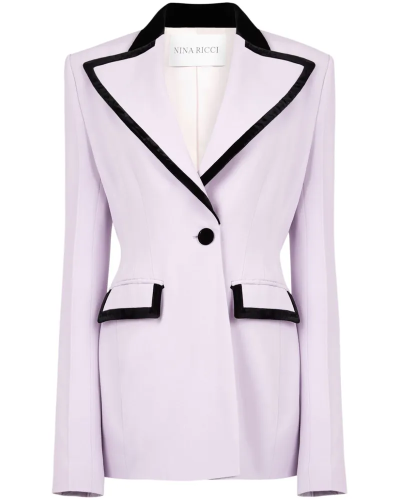 Nina Ricci Cady-Blazer mit Samtbesatz - Violett Violett