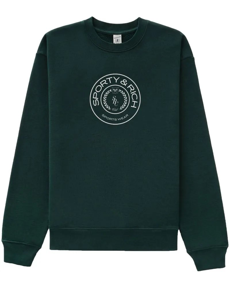 SPORTY & RICH Sweatshirt mit Wappen-Print - Grün Grün