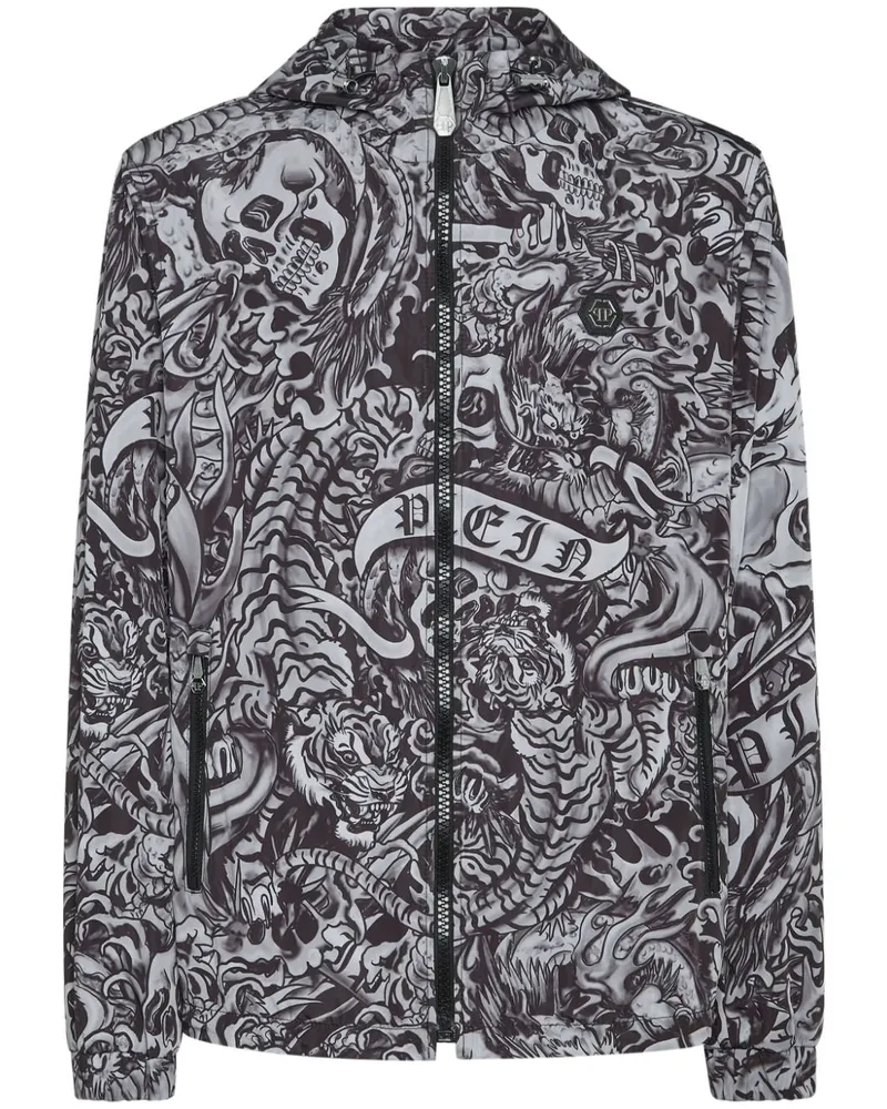 Philipp Plein Tattoo Windbreaker - Schwarz Schwarz