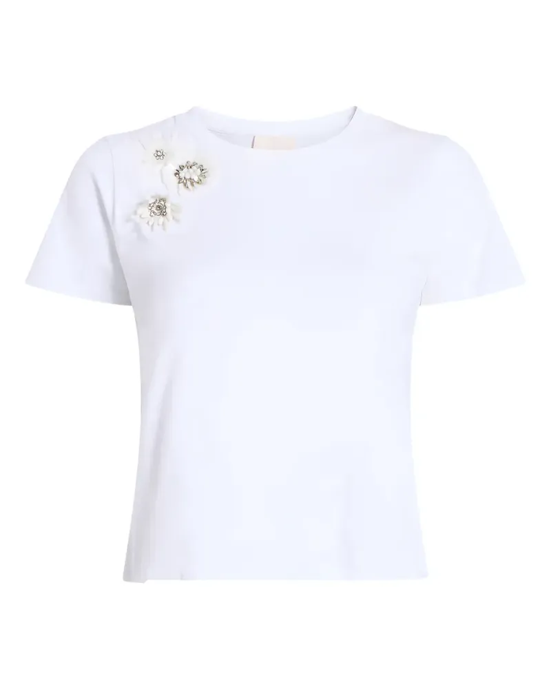 Cinq à Sept T-Shirt mit Blumenapplikation - Weiß Weiß