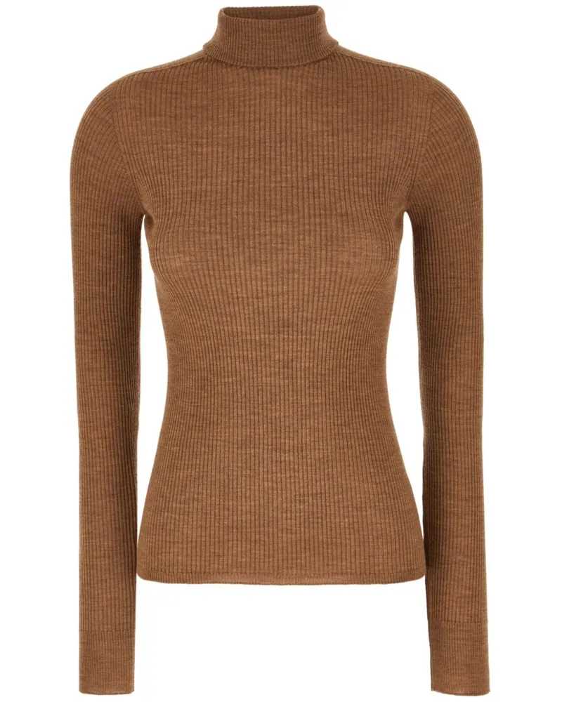 SPORTMAX Gerippter Strickpullover - Braun Braun