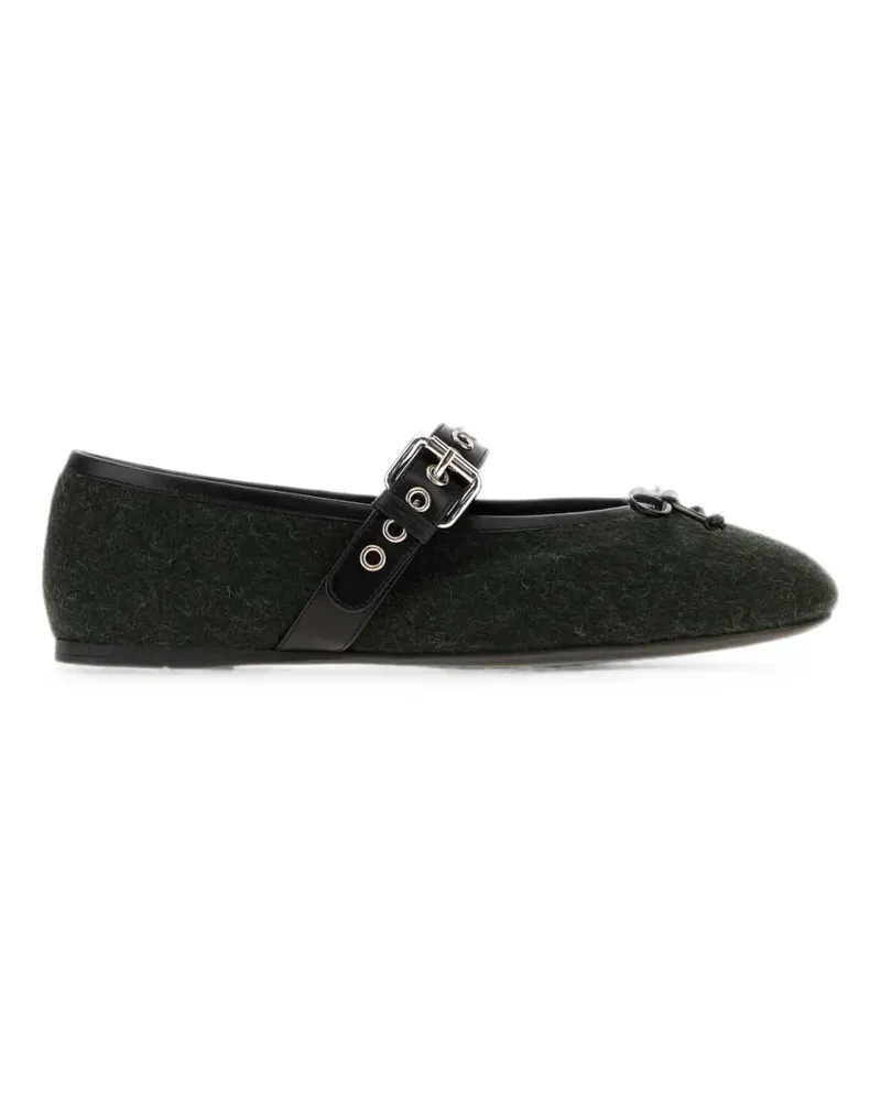 Miu Miu Ballerinas aus Flanell - Grün Grün