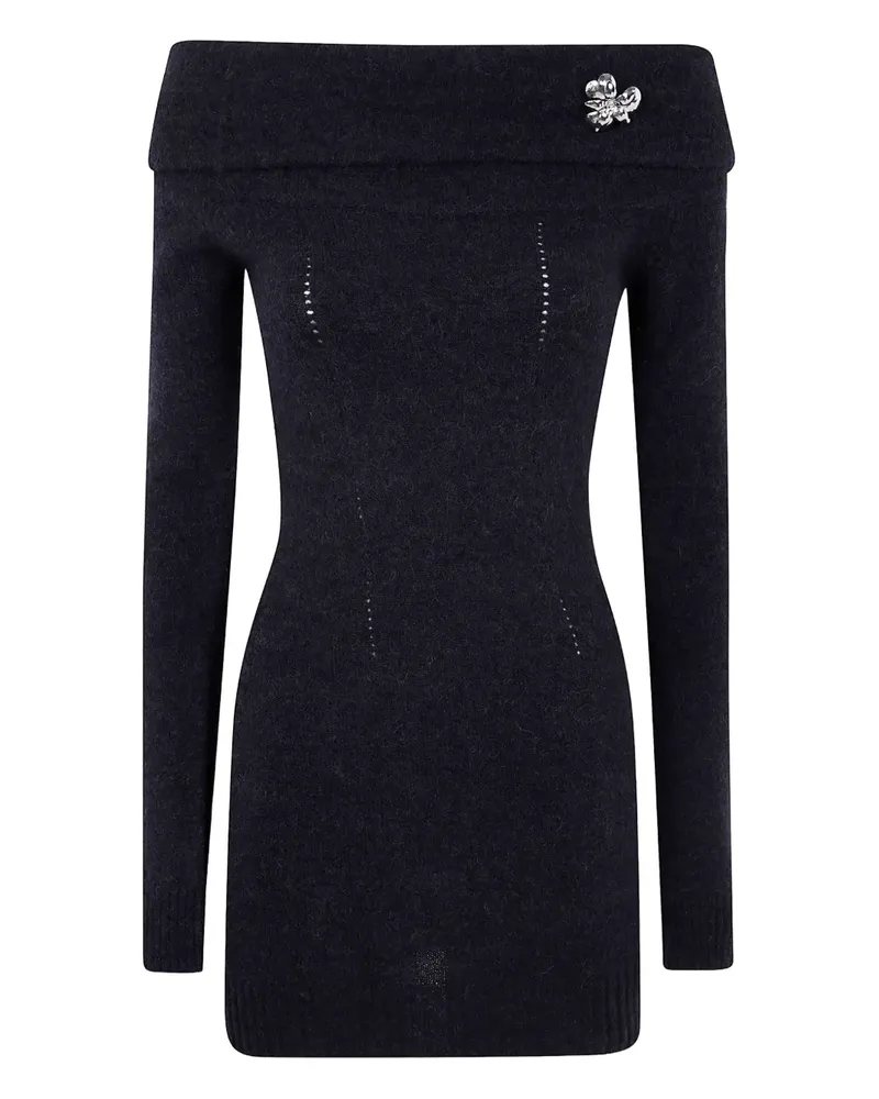 Blumarine off-shoulder flower-embellished dress - Schwarz Schwarz
