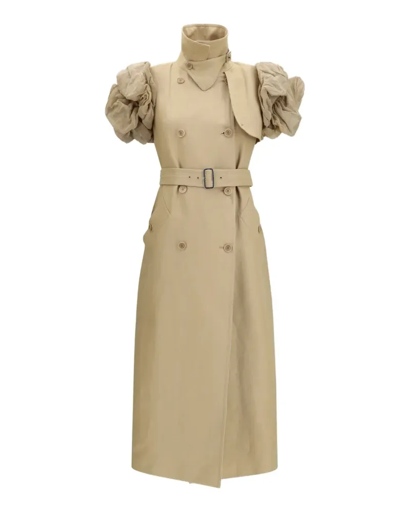 Max Mara puffed-sleeve double-breasted overcoat - Nude Nude