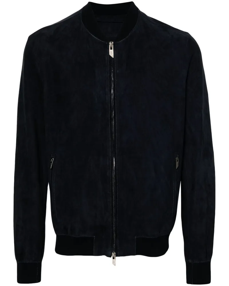 Salvatore Santoro Bomberjacke aus Wildleder Blau