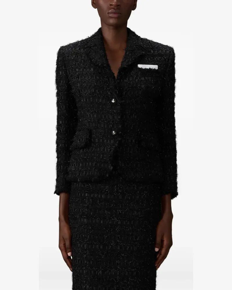 Thom Browne Tweed-Sportmantel mit Fransen - Schwarz Schwarz