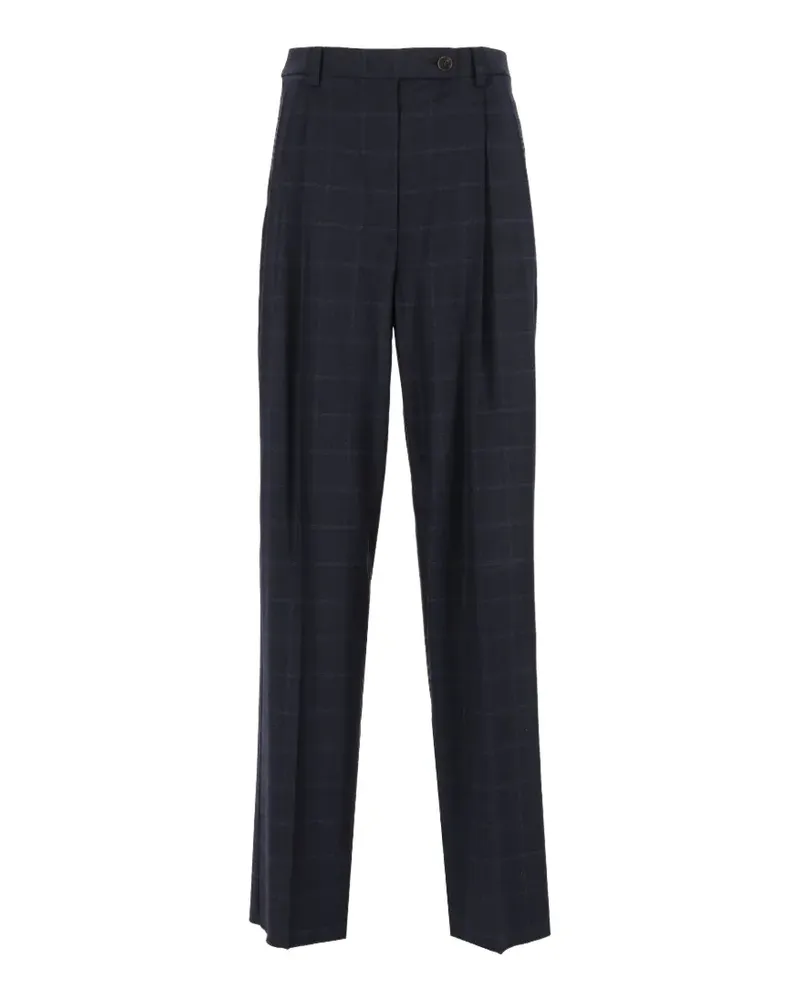 Emporio Armani Karierte Hose aus Stretch-Schurwolle mit Falten vorne - Blau Blau