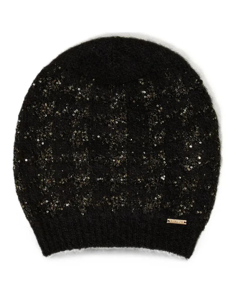 Twin-Set jacquard-knit beanie hat - Schwarz Schwarz