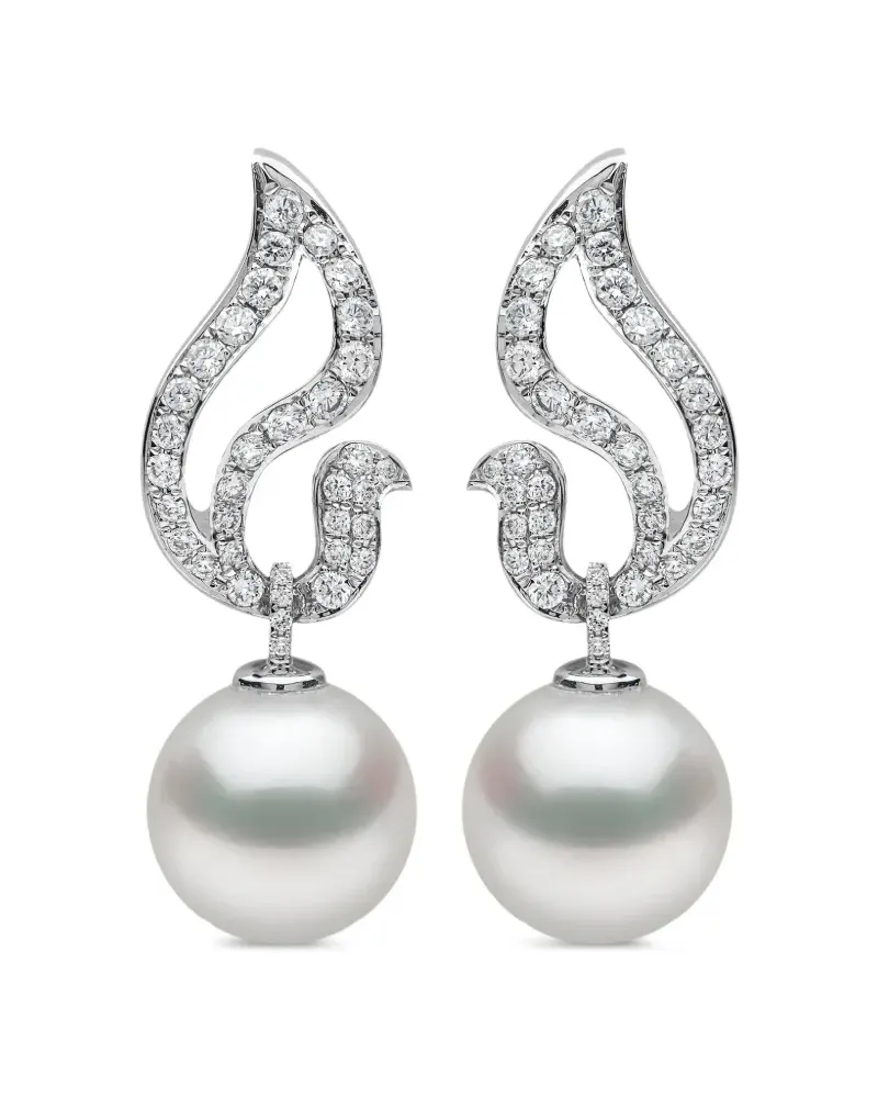 YOKO London 18kt Duchess Weißgoldohrringe mit Diamant und Perle - Silber Silber