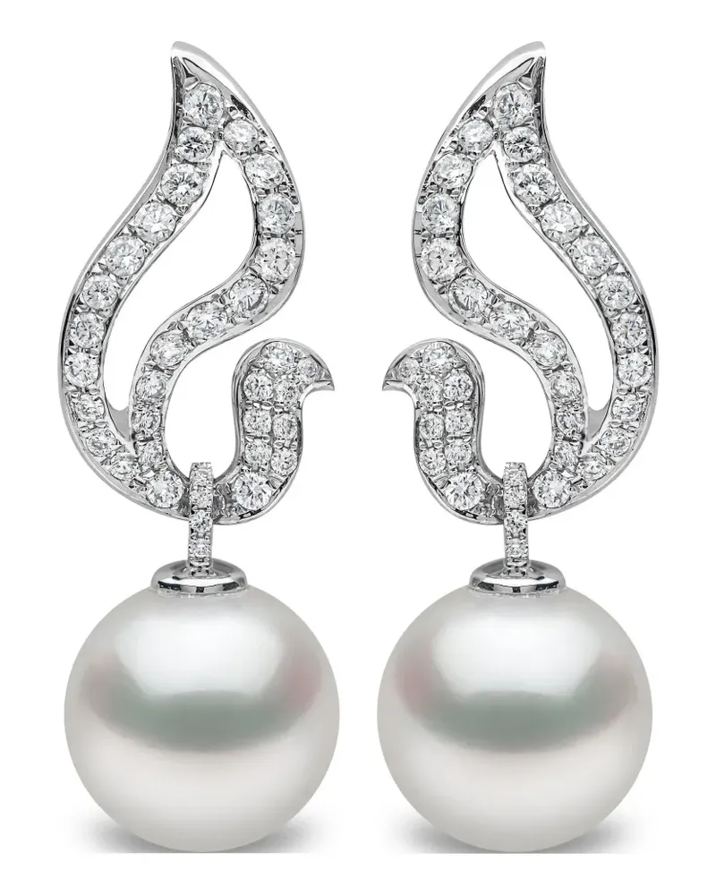 YOKO London 18kt Duchess Weißgoldohrringe mit Diamant und Perle - Silber Silber
