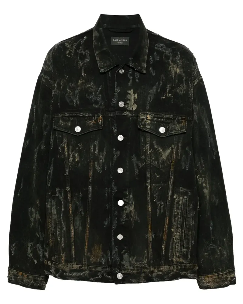 Balenciaga Jeansjacke im Distressed-Look - Schwarz Schwarz