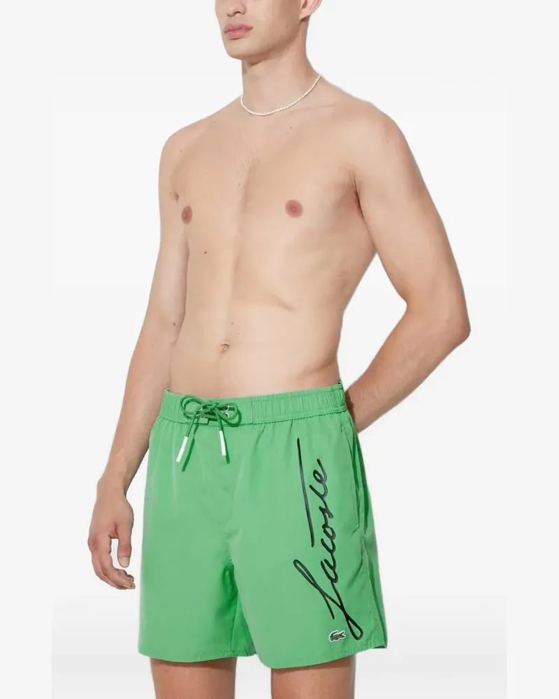 Lacoste logo-script drawstring swim shorts - Grün Grün