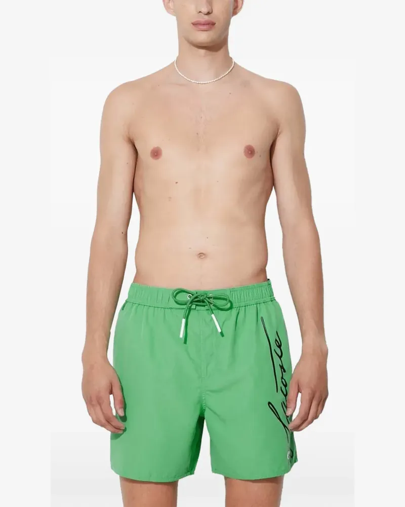 Lacoste logo-script drawstring swim shorts - Grün Grün