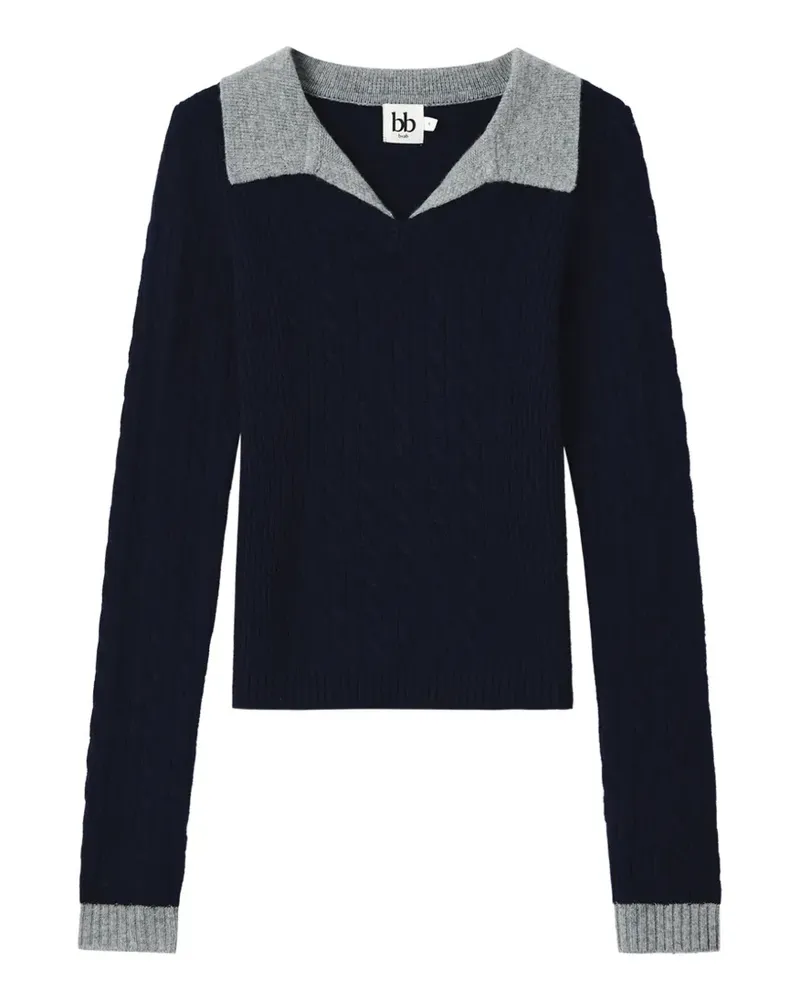 b+ab Pullover mit Kontrastkragen - Blau Blau