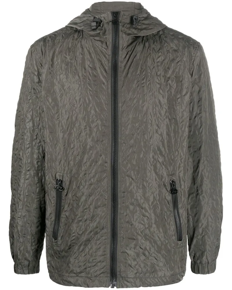 Diesel Windbreaker mit Knitteroptik - Grün Grün