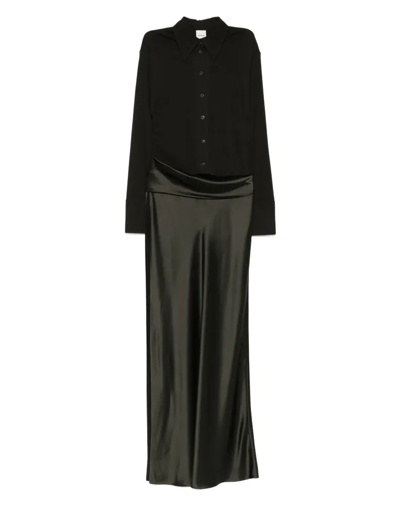Nanushka Asymmetrisches Maxikleid mit Satineinsatz - Grün Grün