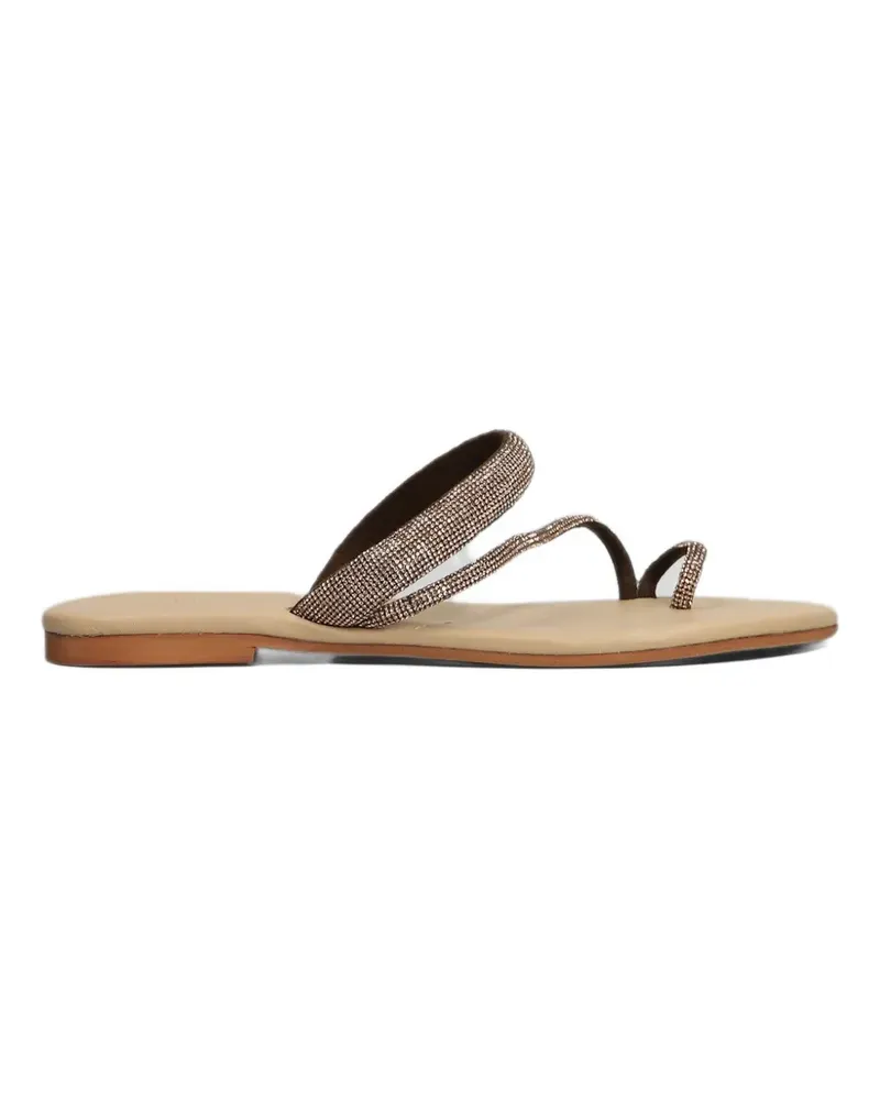 MC2 Saint Barth Cora Ring sandals with brown rhinestones - Braun Braun