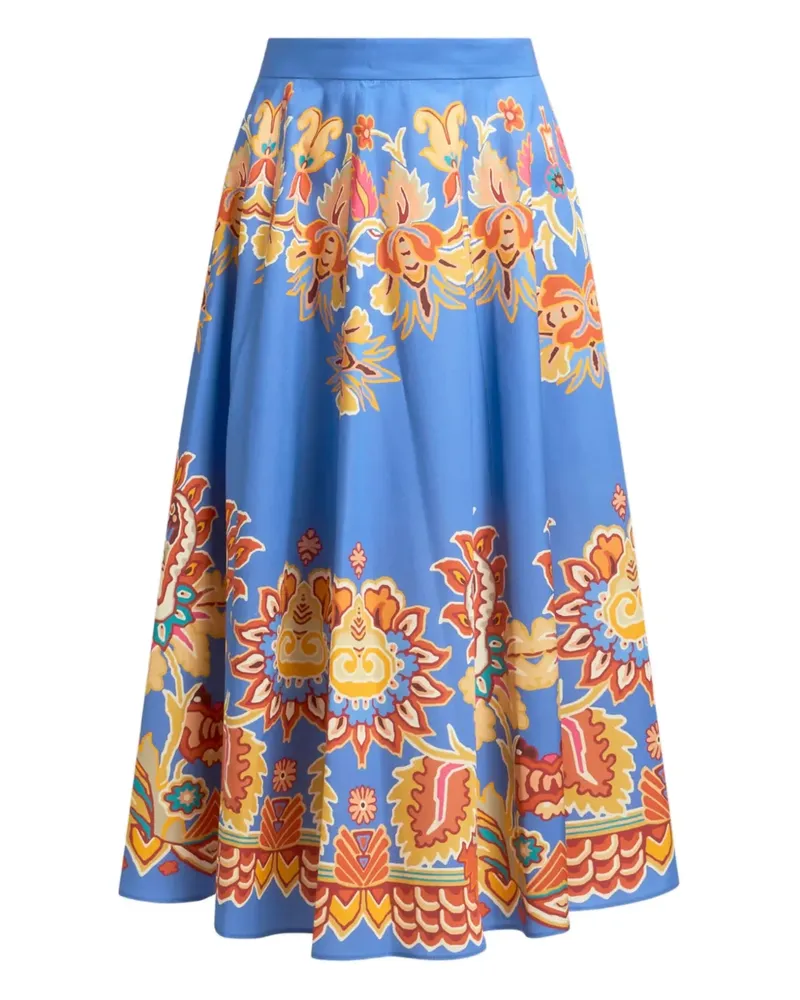 Etro Popeline-Midirock mit Print - Blau Blau