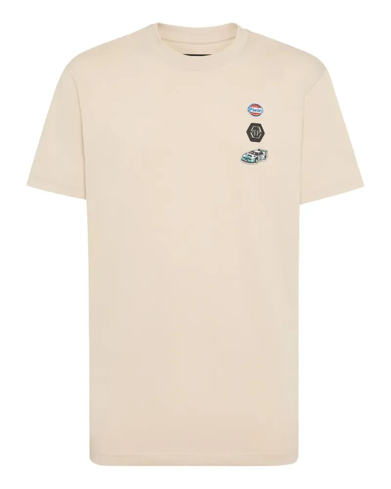 Philipp Plein T-Shirt mit Rennwagen-Patch - Nude Nude