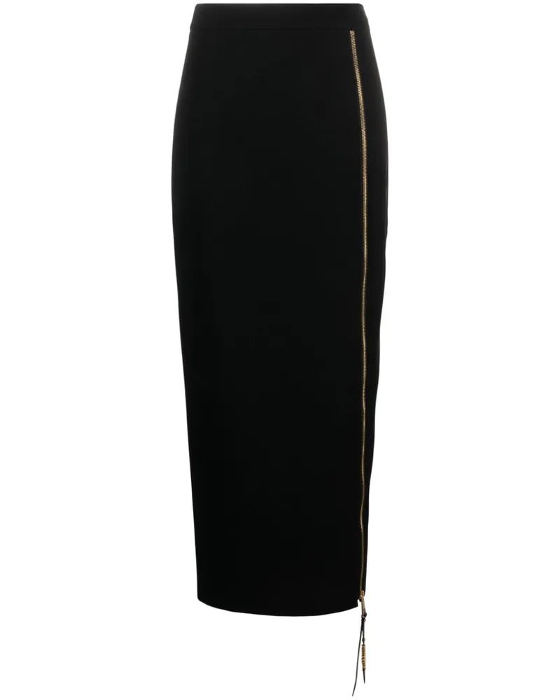 Moschino Gerader Midirock mit Logo - Schwarz Schwarz