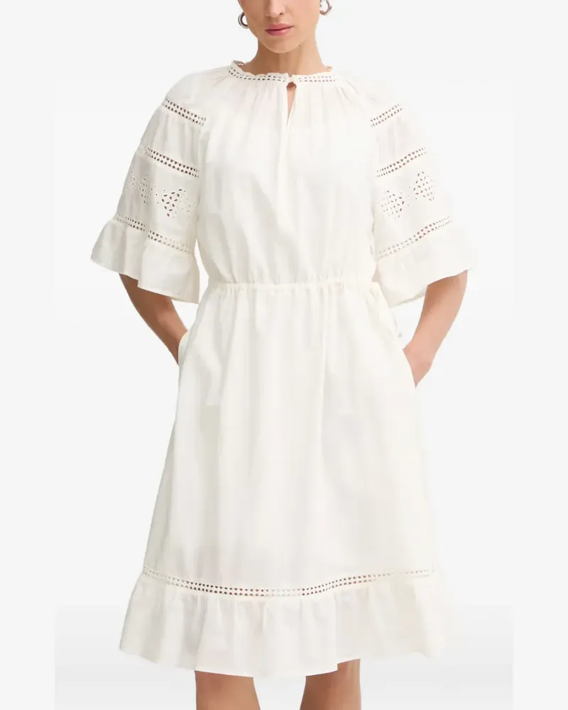 Marc O'Polo Gerüschtes Kleid mit Lochstickerei - Weiß Weiß
