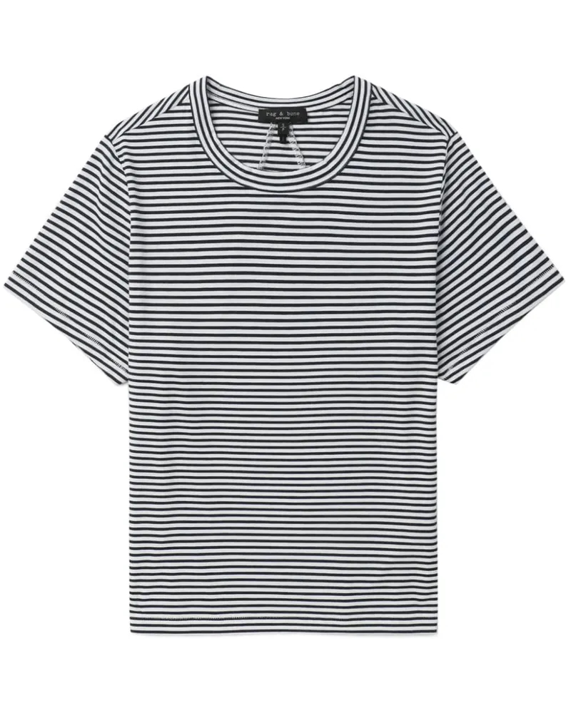 Rag & Bone Gestreiftes Luca T-Shirt Schwarz