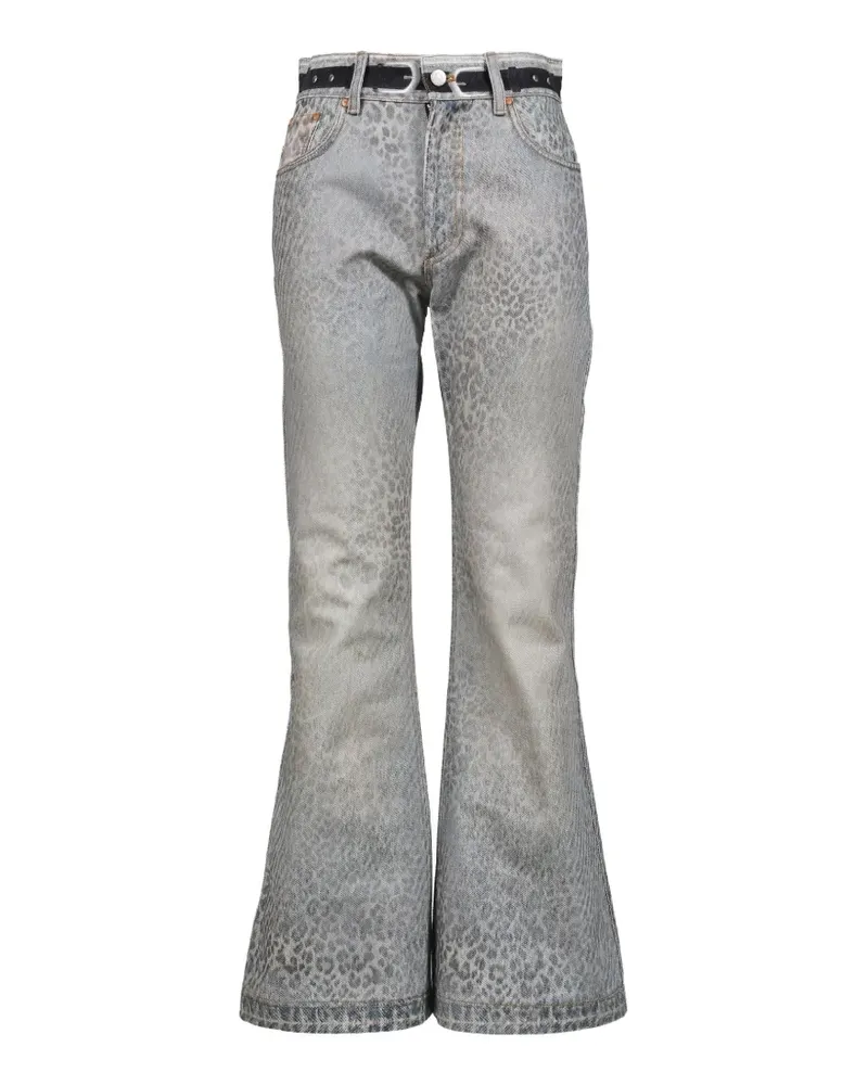 Andersson Bell leopard-print faded jeans - Blau Blau