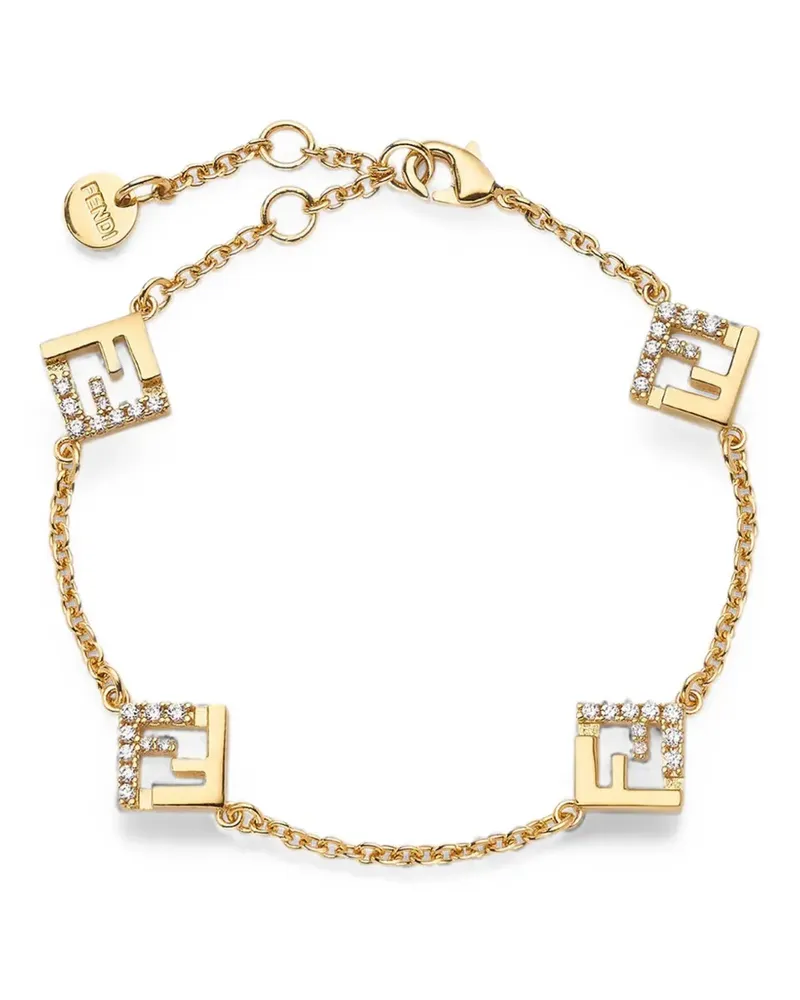 Fendi Forever FF-motif crystal-embellished bracelet - Gold Gold