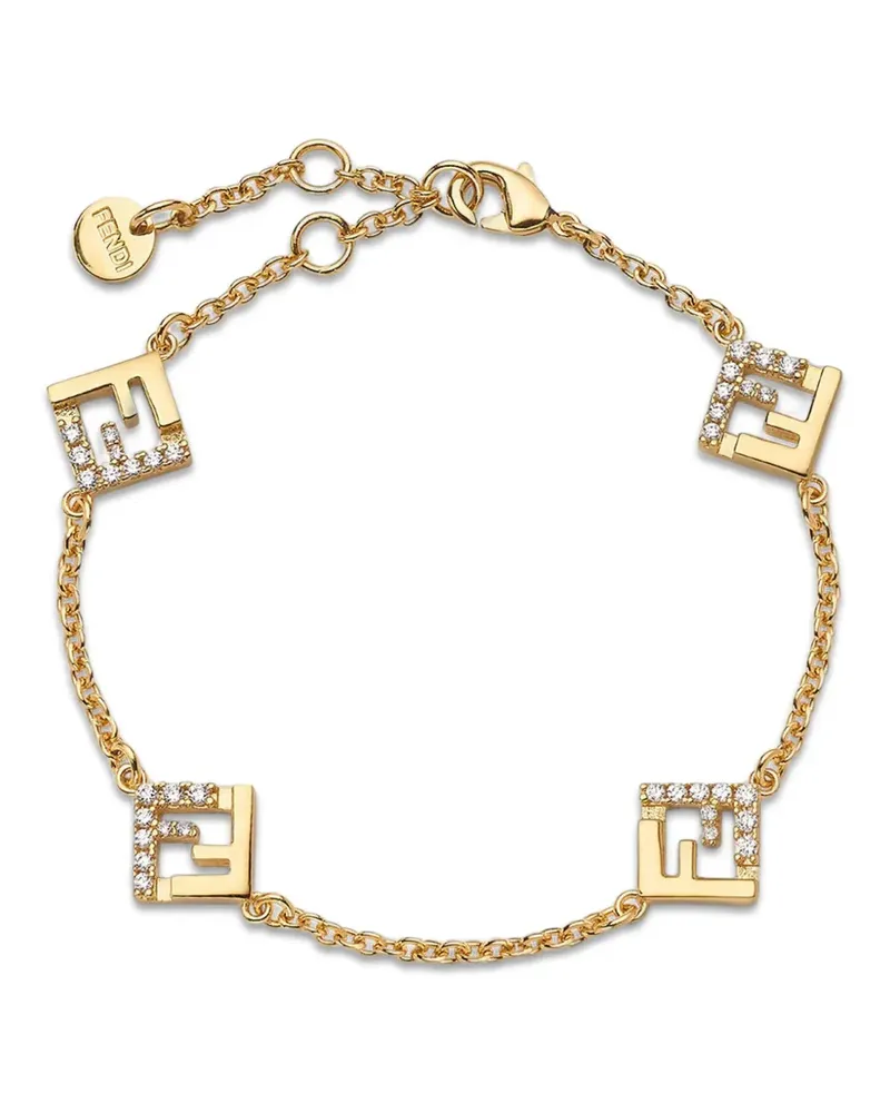 Fendi Kristallverziertes Armband mit FF - Gold Gold