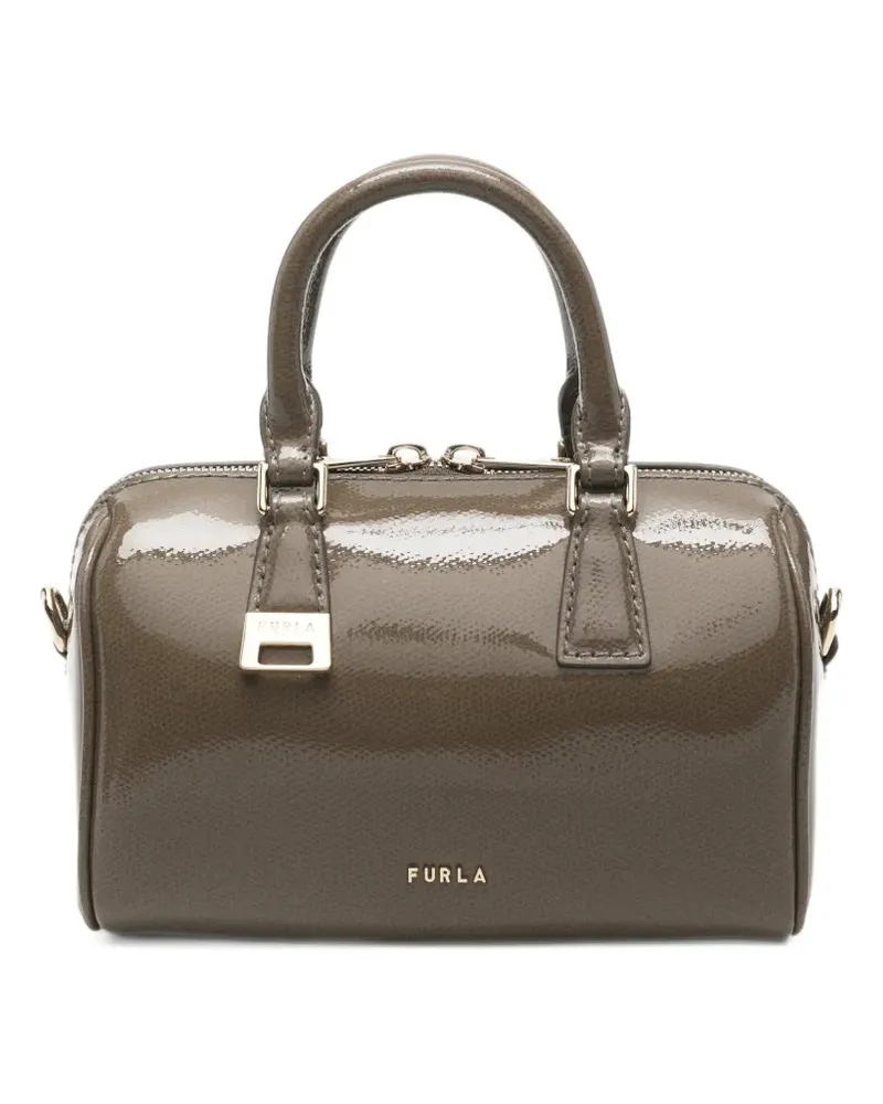 Furla mini Olivia Boston patent-leather tote bag - Grün Grün