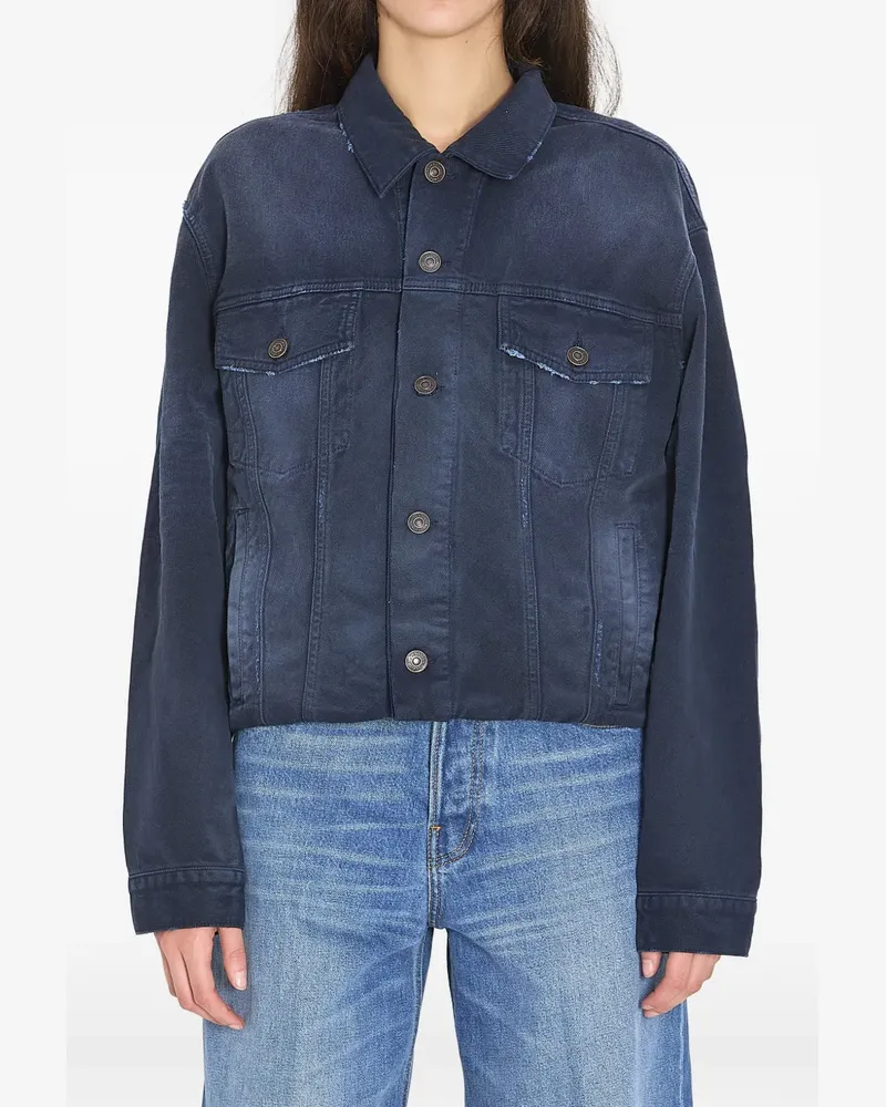 Balenciaga pointed-collar denim jacket - Blau Blau