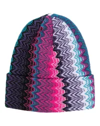 Missoni Beanie mit Zickzackmuster Violett