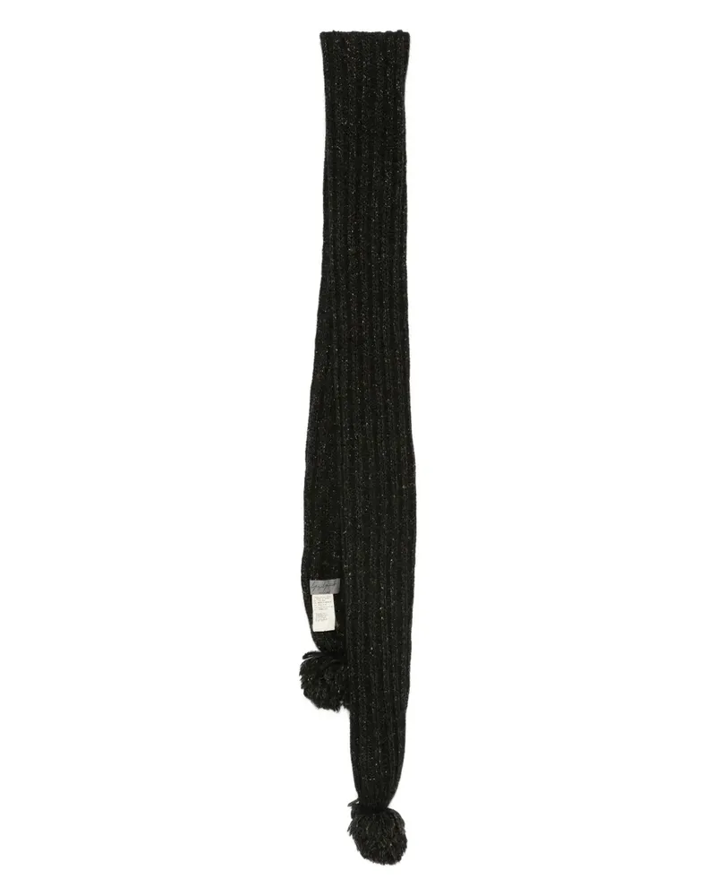 Yohji Yamamoto Schal mit Pompons - Schwarz Schwarz