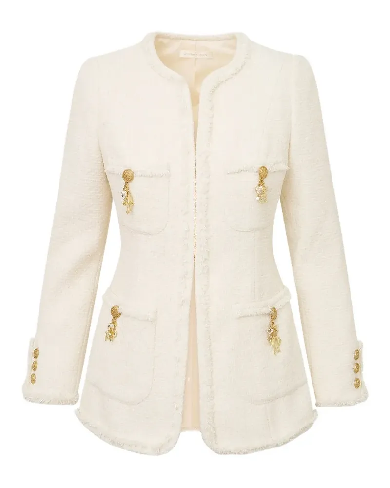 LoveShackFancy embellished fringed jacket - Nude Nude