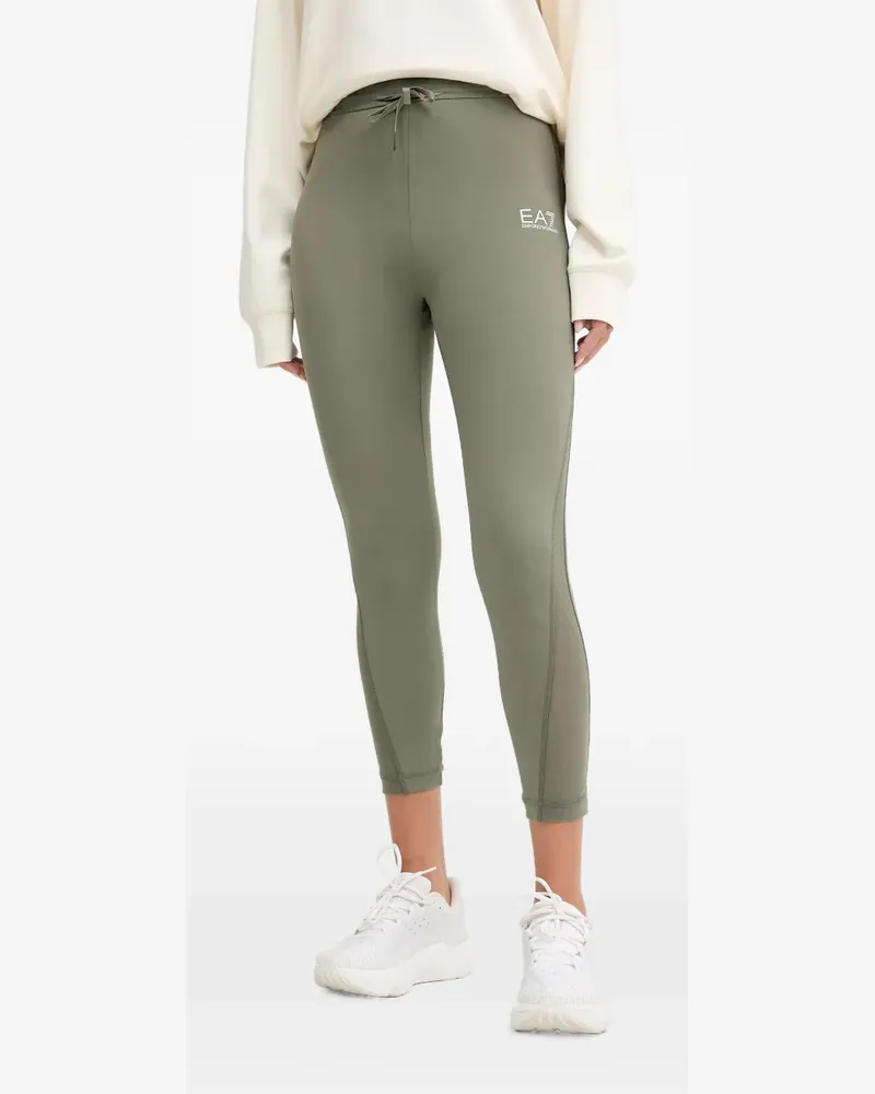 EA7 Kordelzug-Leggings mit Logo-Print - Grün Grün
