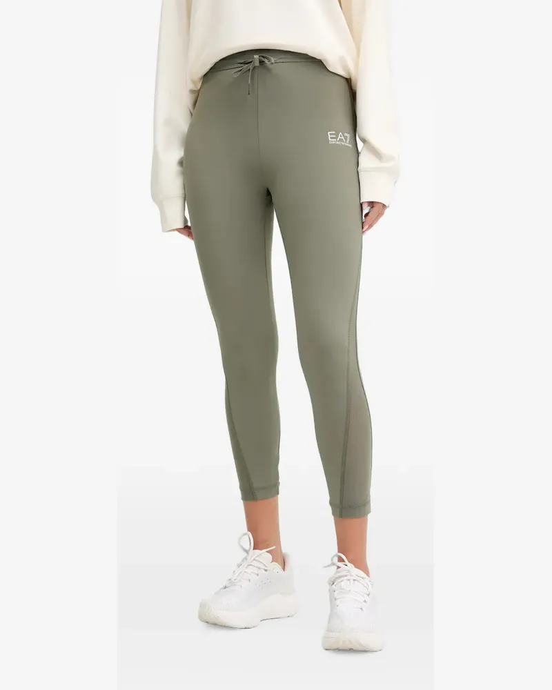 EA7 Kordelzug-Leggings mit Logo-Print - Grün Grün