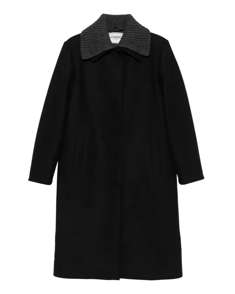 Iceberg Mantel mit geripptem Strickkragen - Schwarz Schwarz