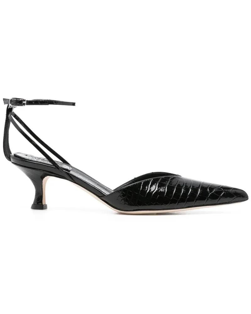 A.W.A.K.E. Dina Pumps mit Kroko-Effekt 55mm - Schwarz Schwarz