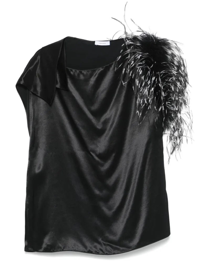 Ferragamo Asymmetrisches Oberteil mit Federbesatz - Schwarz Schwarz