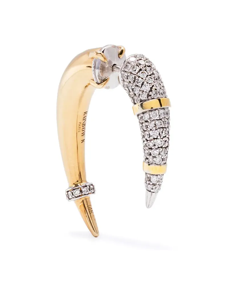Rainbow K 14kt Horn Gelb- und Weißgoldohrring mit Diamanten Gold