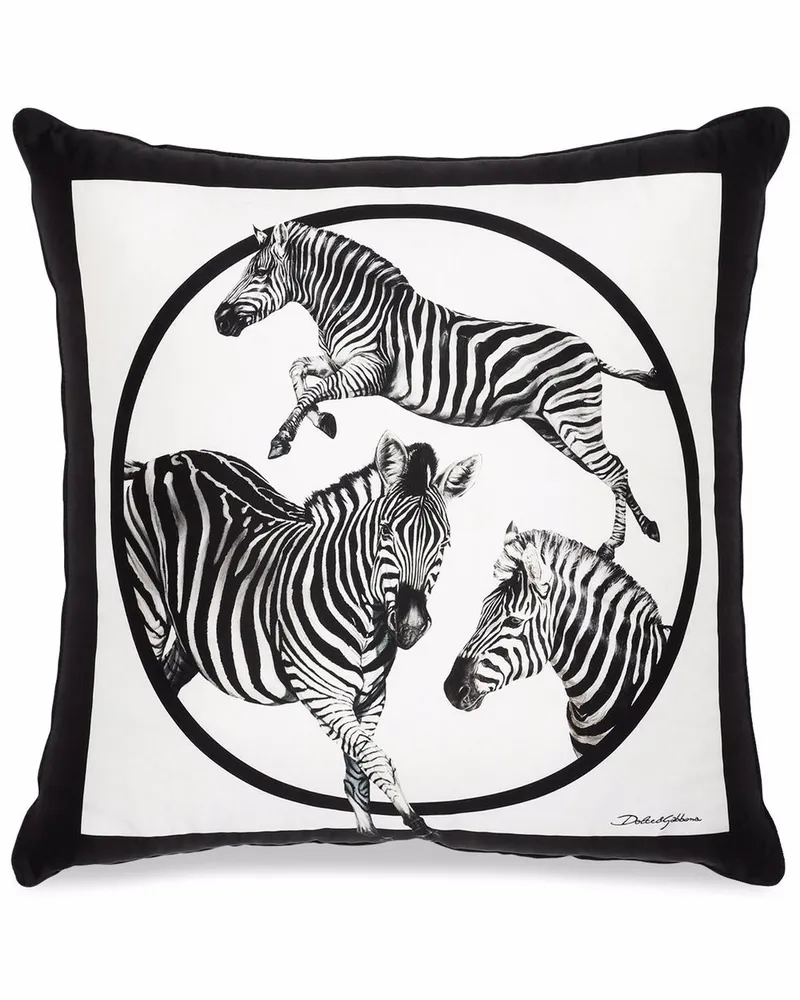 Dolce & Gabbana Seidenkissen mit Zebra-Print - Weiß Weiß