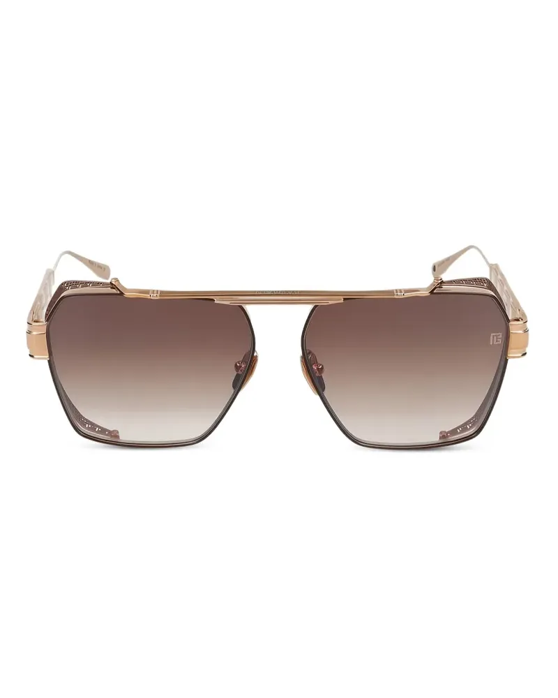 Balmain Premier geometric-frame sunglasses - Gold Gold