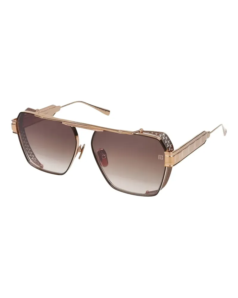 Balmain Premier geometric-frame sunglasses - Gold Gold