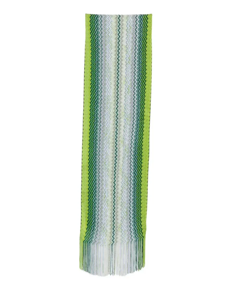 Missoni zigzag-knit fringed scarf - Grün Grün