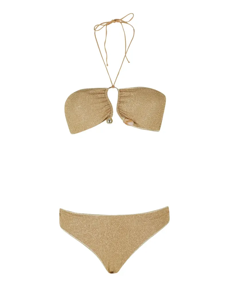Oséree metallic-effect charm-detail bikini - Gold Gold