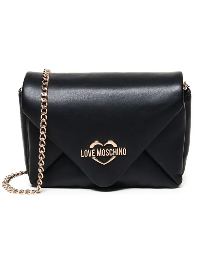 Moschino Schultertasche mit Logo-Schild - Schwarz Schwarz