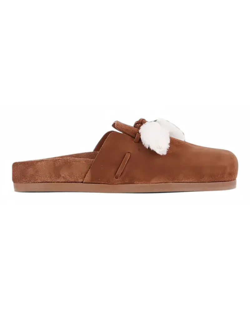 Ancient Greek Sandals Wildleder-Mules mit Schaflederbesatz - Braun Braun