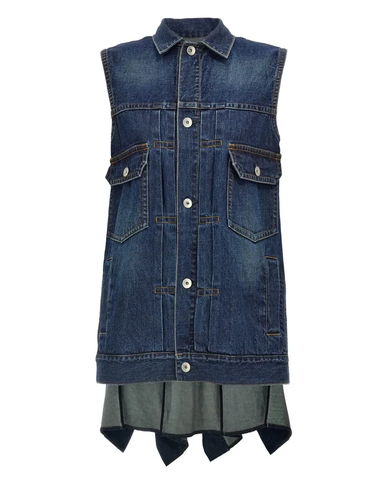 Sacai ruffled denim mini dress - Blau Blau