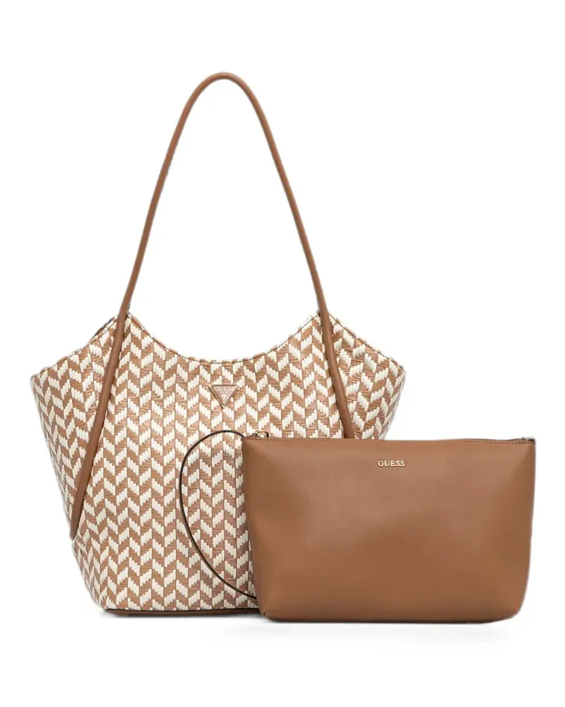 Guess Tessi woven chevron-pattern tote bag - Nude Nude
