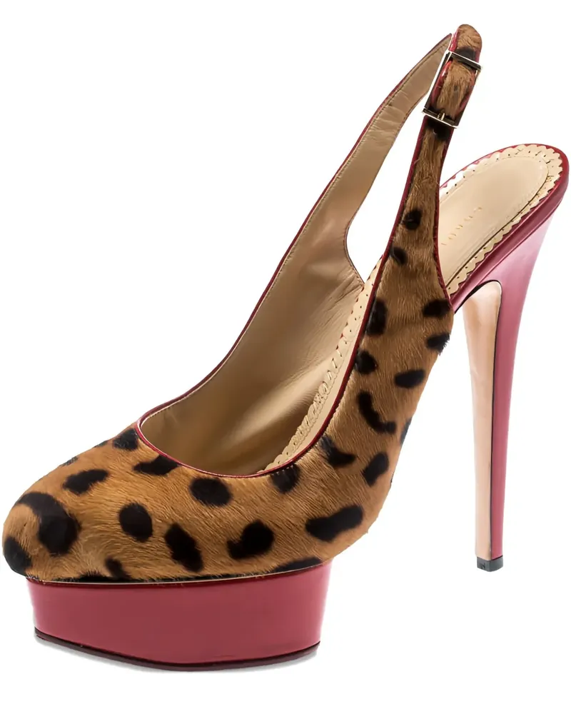 Charlotte Olympia Slingback-Sandalen mit Leopardenmuster - Braun Braun